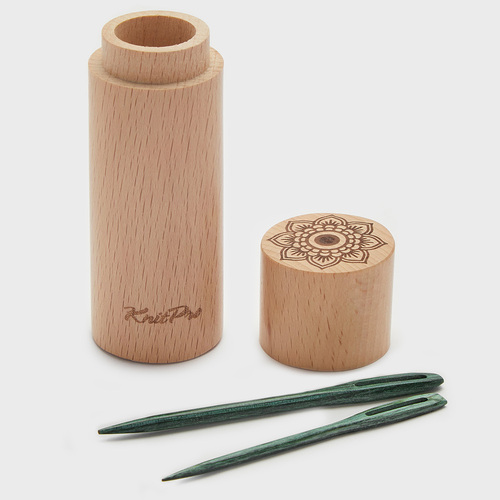 Mindful Teal Wooden Darning Needle Container (36635)